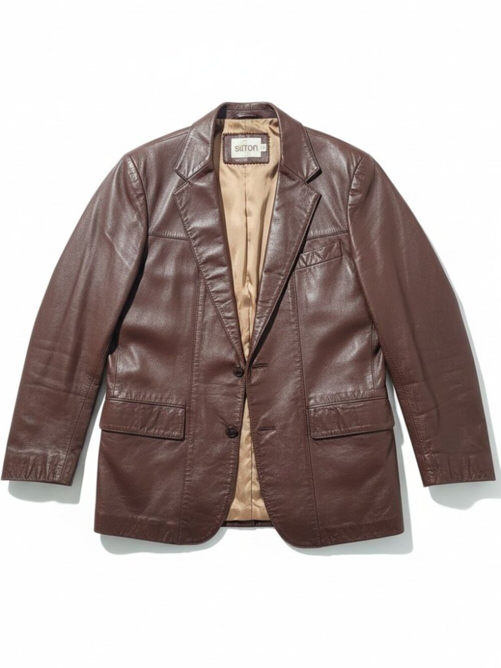 Vintage Silton Genuine Leather Blazer Brown Leather Jacket Size 38 Tailored
